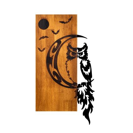 Wall decoration 36x66 cm owl wood/metal