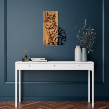 Wall decoration 38x58 cm cat wood/metal