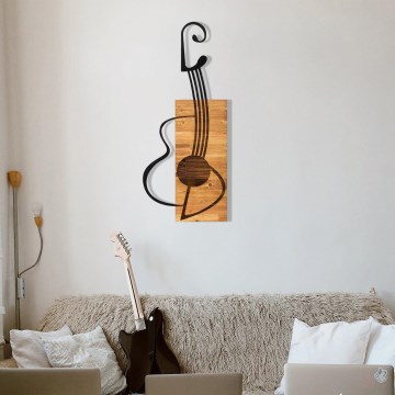 Wall decoration 39x93 cm guitar wood/metal