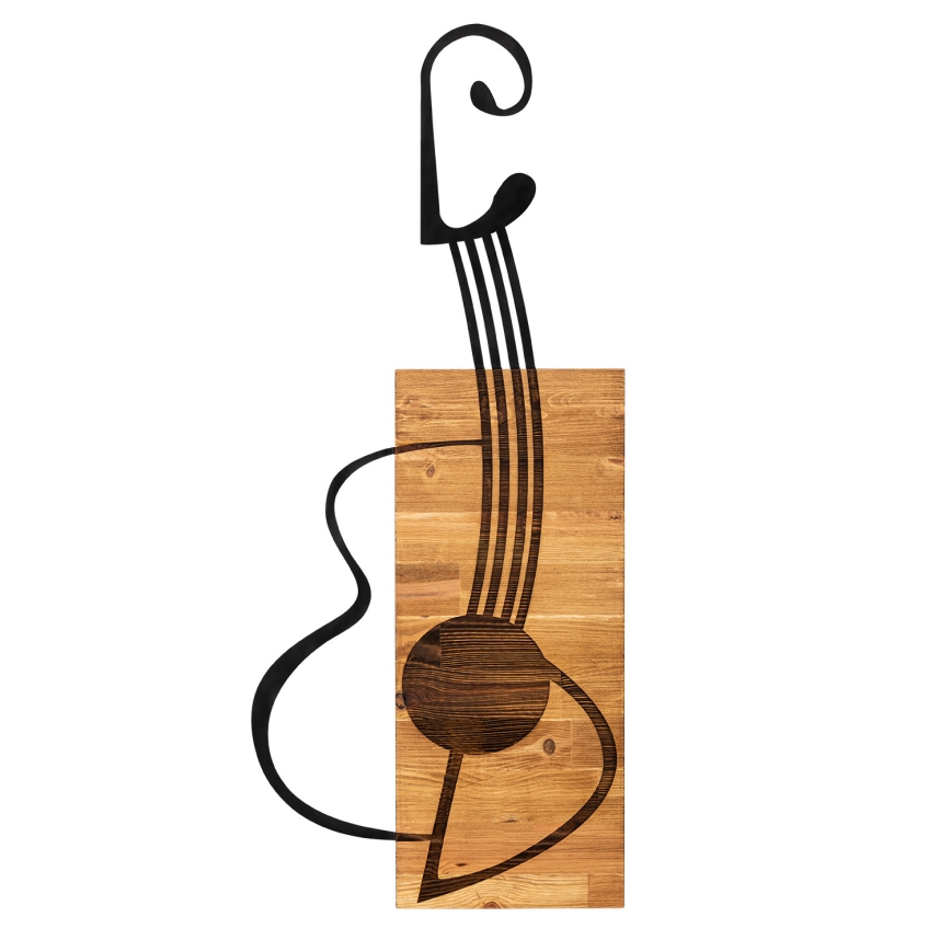 Wall decoration 39x93 cm guitar wood/metal