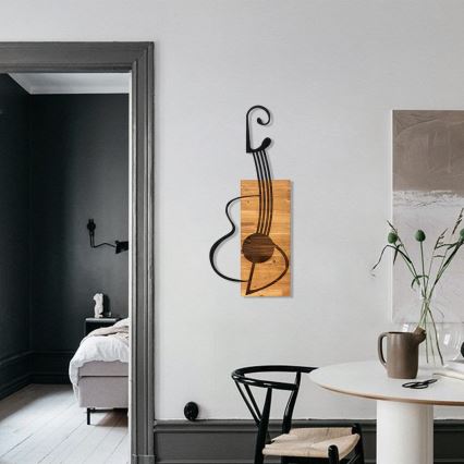 Wall decoration 39x93 cm guitar wood/metal
