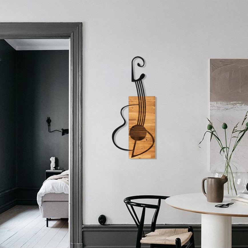 Wall decoration 39x93 cm guitar wood/metal