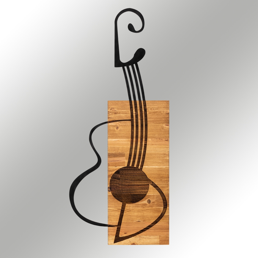 Wall decoration 39x93 cm guitar wood/metal