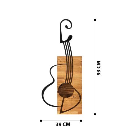 Wall decoration 39x93 cm guitar wood/metal