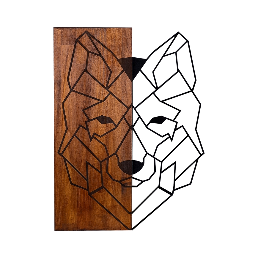 Wall decoration 45,5x58 cm wolf wood/metal