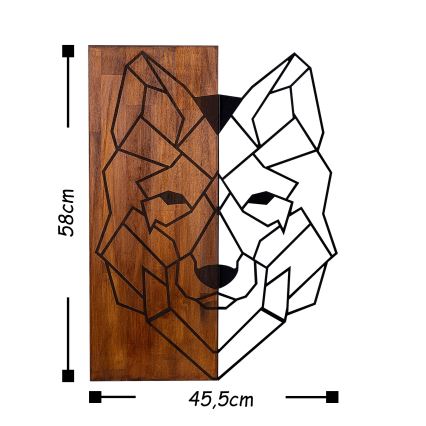 Wall decoration 45,5x58 cm wolf wood/metal
