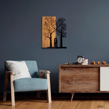 Wall decoration 45x58 cm trees wood/metal