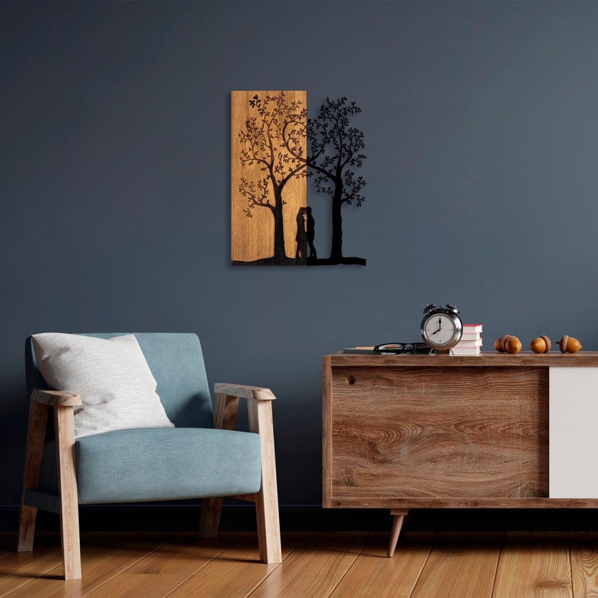 Wall decoration 45x58 cm trees wood/metal