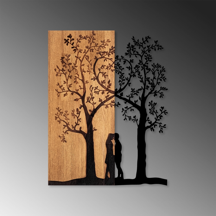 Wall decoration 45x58 cm trees wood/metal