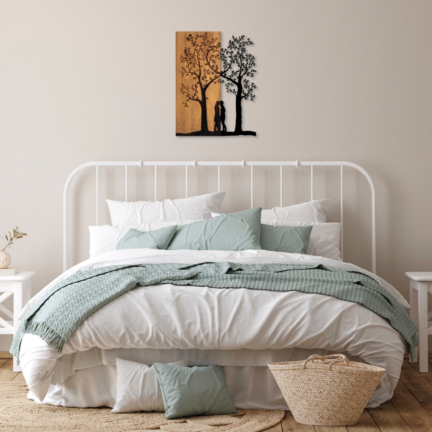 Wall decoration 45x58 cm trees wood/metal