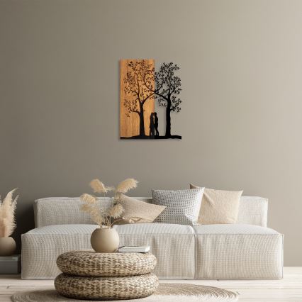Wall decoration 45x58 cm trees wood/metal
