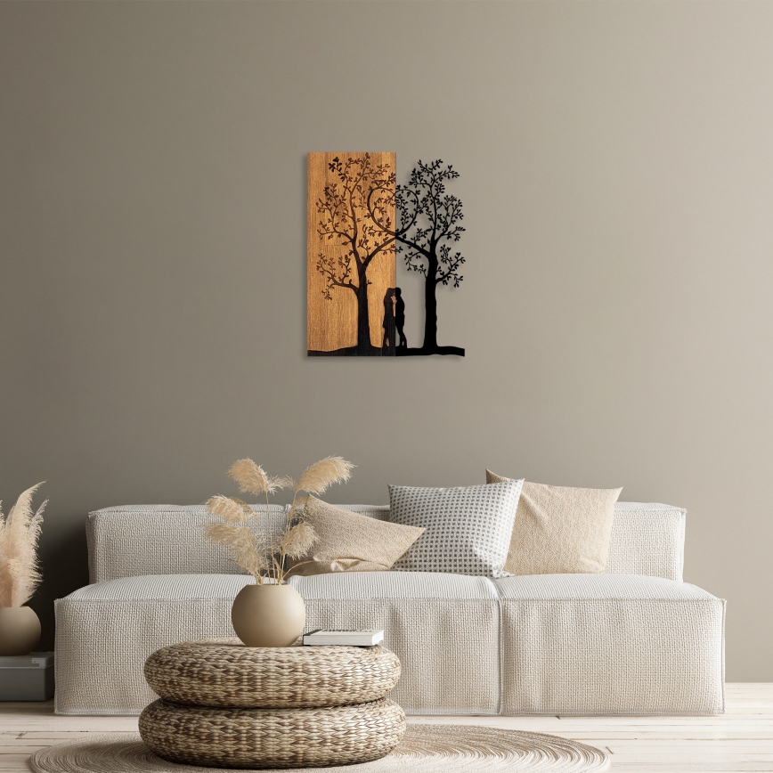 Wall decoration 45x58 cm trees wood/metal