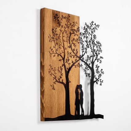 Wall decoration 45x58 cm trees wood/metal