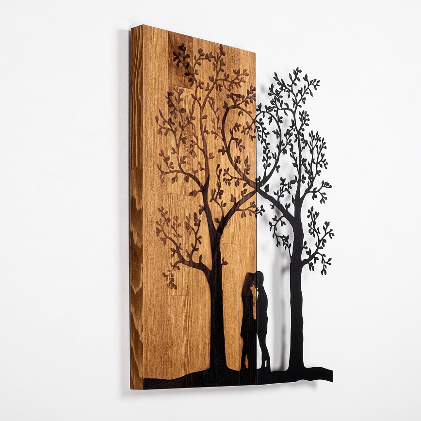 Wall decoration 45x58 cm trees wood/metal