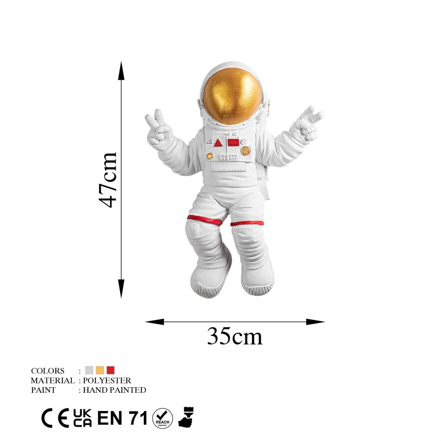 Wall decoration 47x35 cm astronaut gold