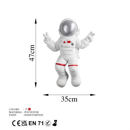 Wall decoration 47x35 cm astronaut silver