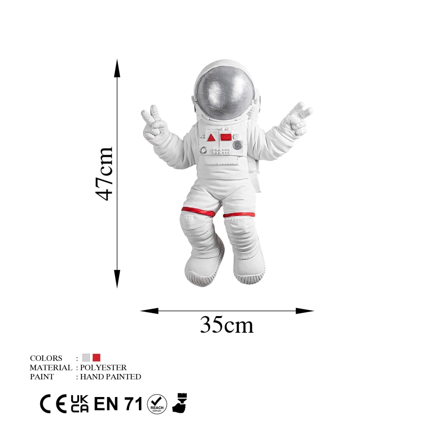 Wall decoration 47x35 cm astronaut silver