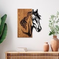 Wall decoration 48x58  cm horse wood/metal