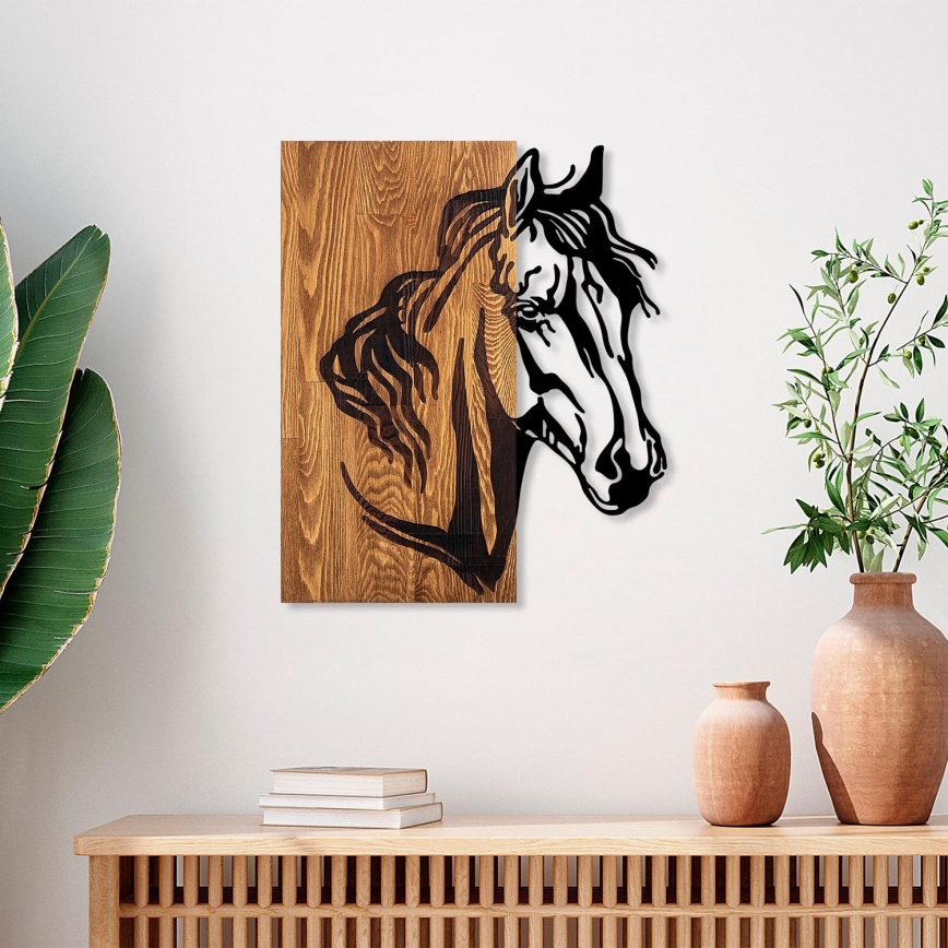 Wall decoration 48x58  cm horse wood/metal