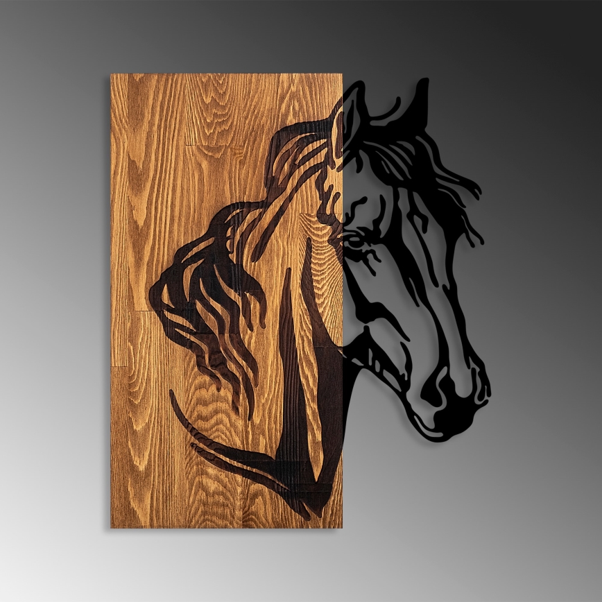 Wall decoration 48x58  cm horse wood/metal