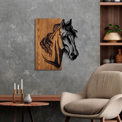 Wall decoration 48x58  cm horse wood/metal