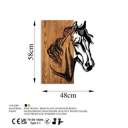 Wall decoration 48x58  cm horse wood/metal