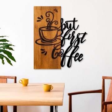 Wall decoration 50x58 cm coffee wood/metal