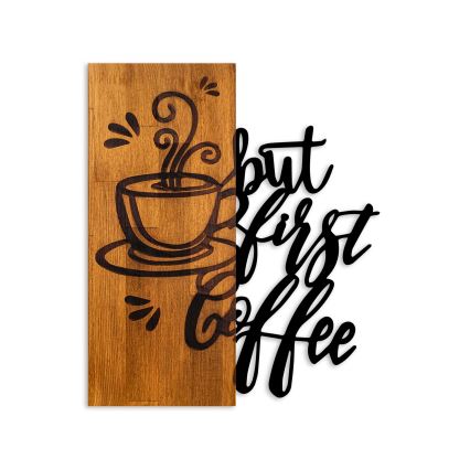 Wall decoration 50x58 cm coffee wood/metal