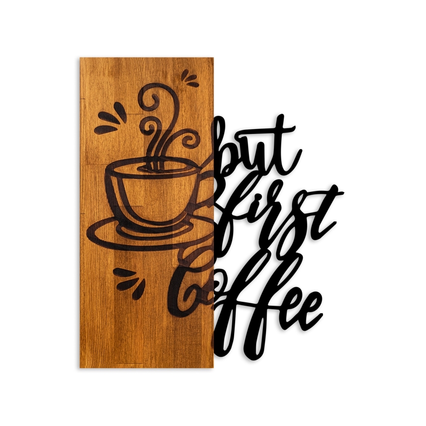 Wall decoration 50x58 cm coffee wood/metal