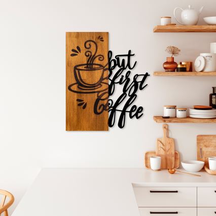 Wall decoration 50x58 cm coffee wood/metal