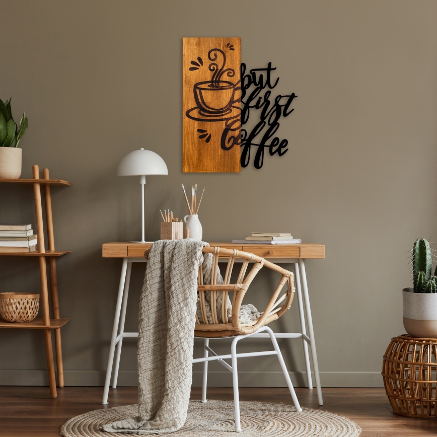 Wall decoration 50x58 cm coffee wood/metal
