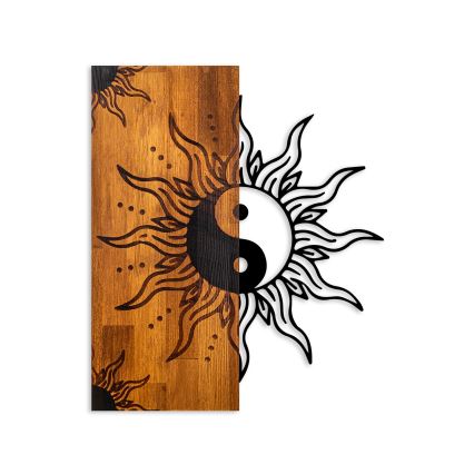 Wall decoration 50x58 cm jin jang wood/metal
