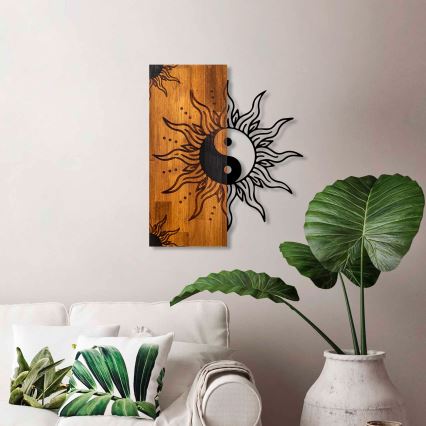 Wall decoration 50x58 cm jin jang wood/metal