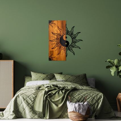 Wall decoration 50x58 cm jin jang wood/metal