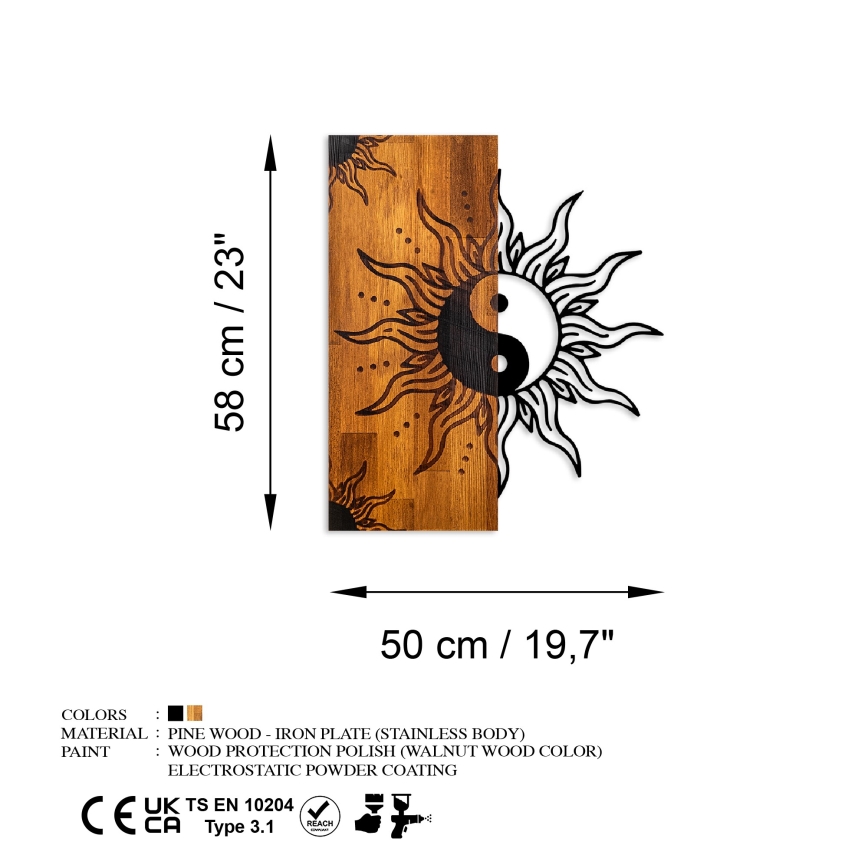 Wall decoration 50x58 cm jin jang wood/metal
