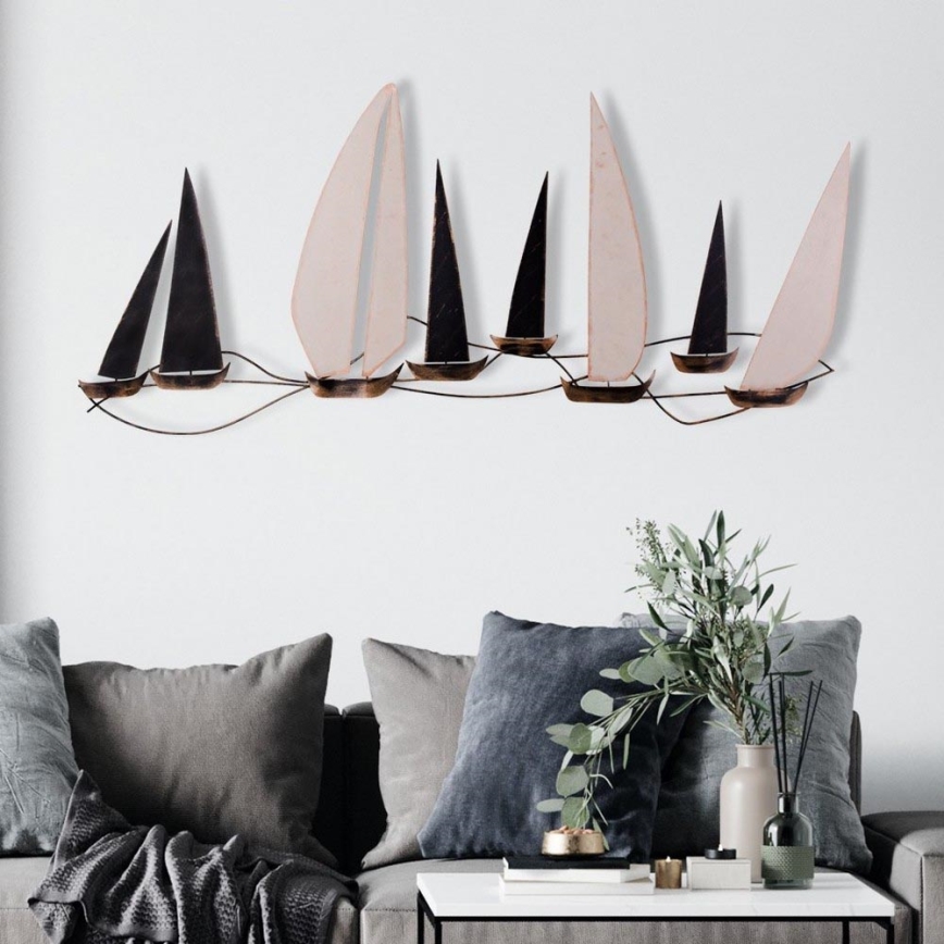 Wall decoration 52x117 cm sailing boats metal