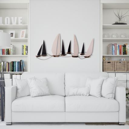 Wall decoration 52x117 cm sailing boats metal