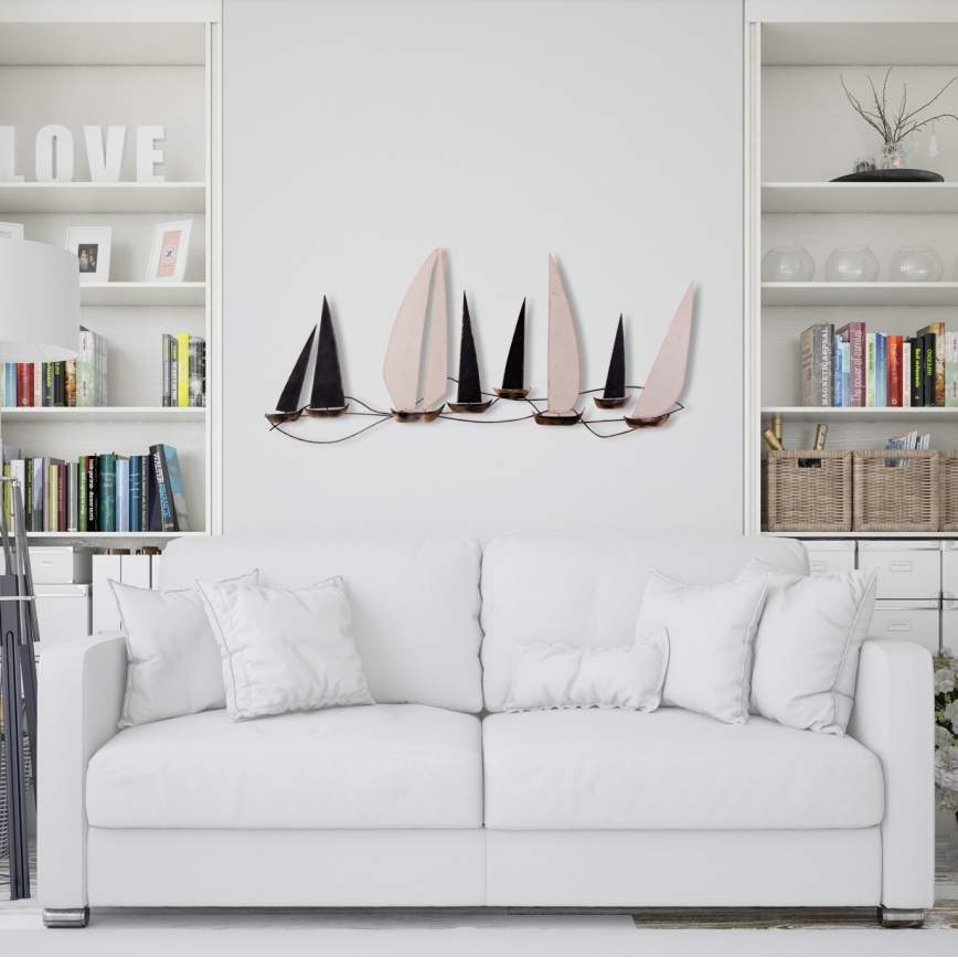 Wall decoration 52x117 cm sailing boats metal