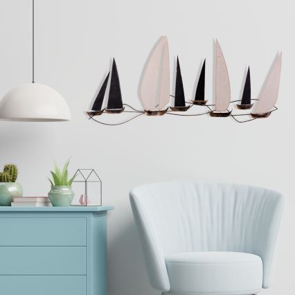 Wall decoration 52x117 cm sailing boats metal