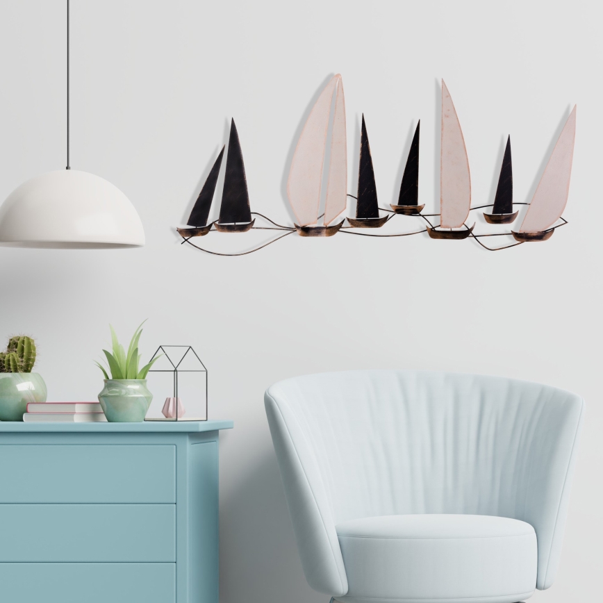 Wall decoration 52x117 cm sailing boats metal