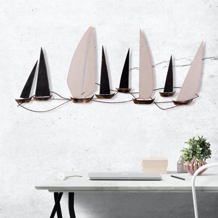 Wall decoration 52x117 cm sailing boats metal