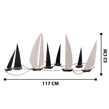 Wall decoration 52x117 cm sailing boats metal