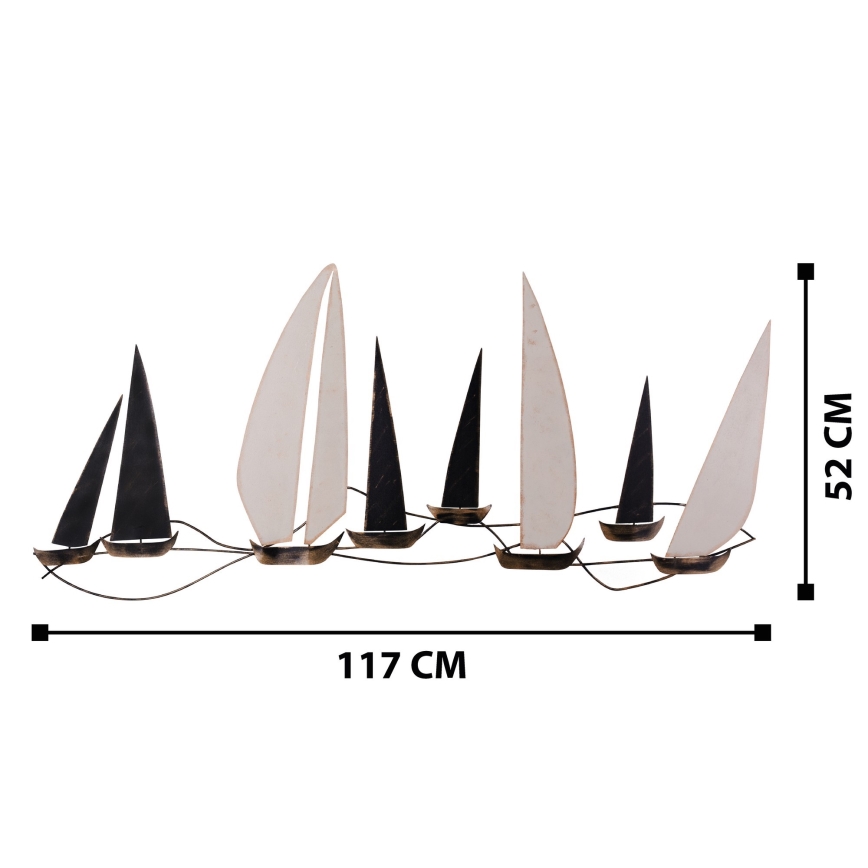 Wall decoration 52x117 cm sailing boats metal