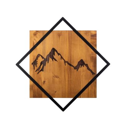 Wall decoration 54x54 cm mountains wood/metal