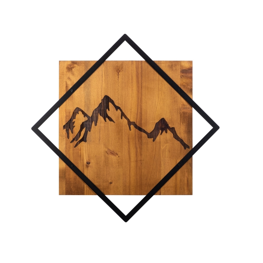 Wall decoration 54x54 cm mountains wood/metal