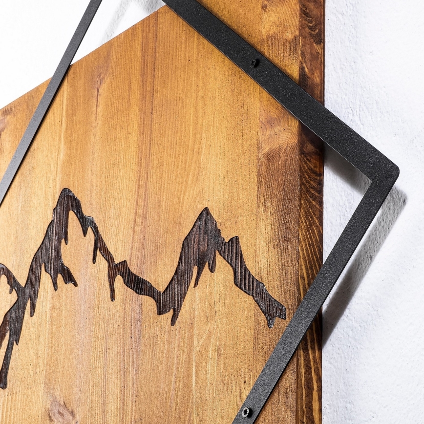 Wall decoration 54x54 cm mountains wood/metal