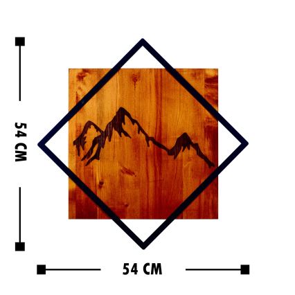 Wall decoration 54x54 cm mountains wood/metal