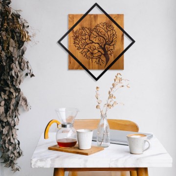 Wall decoration 54x54 cm tree wood/metal