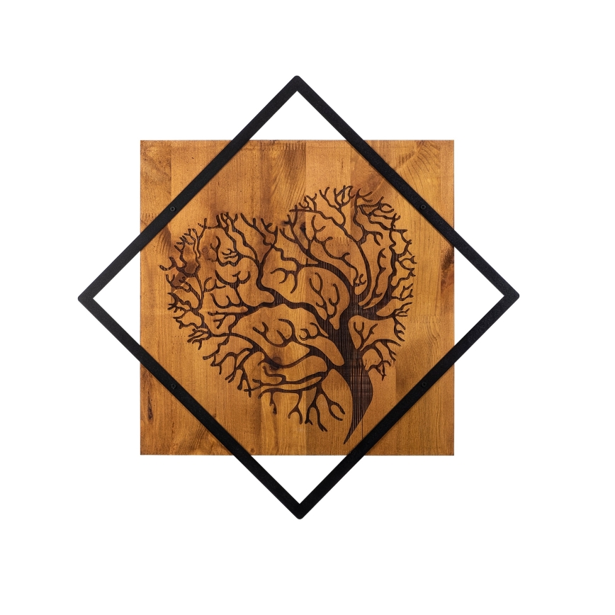 Wall decoration 54x54 cm tree wood/metal