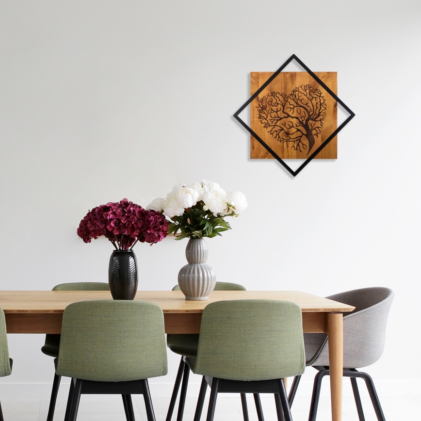 Wall decoration 54x54 cm tree wood/metal
